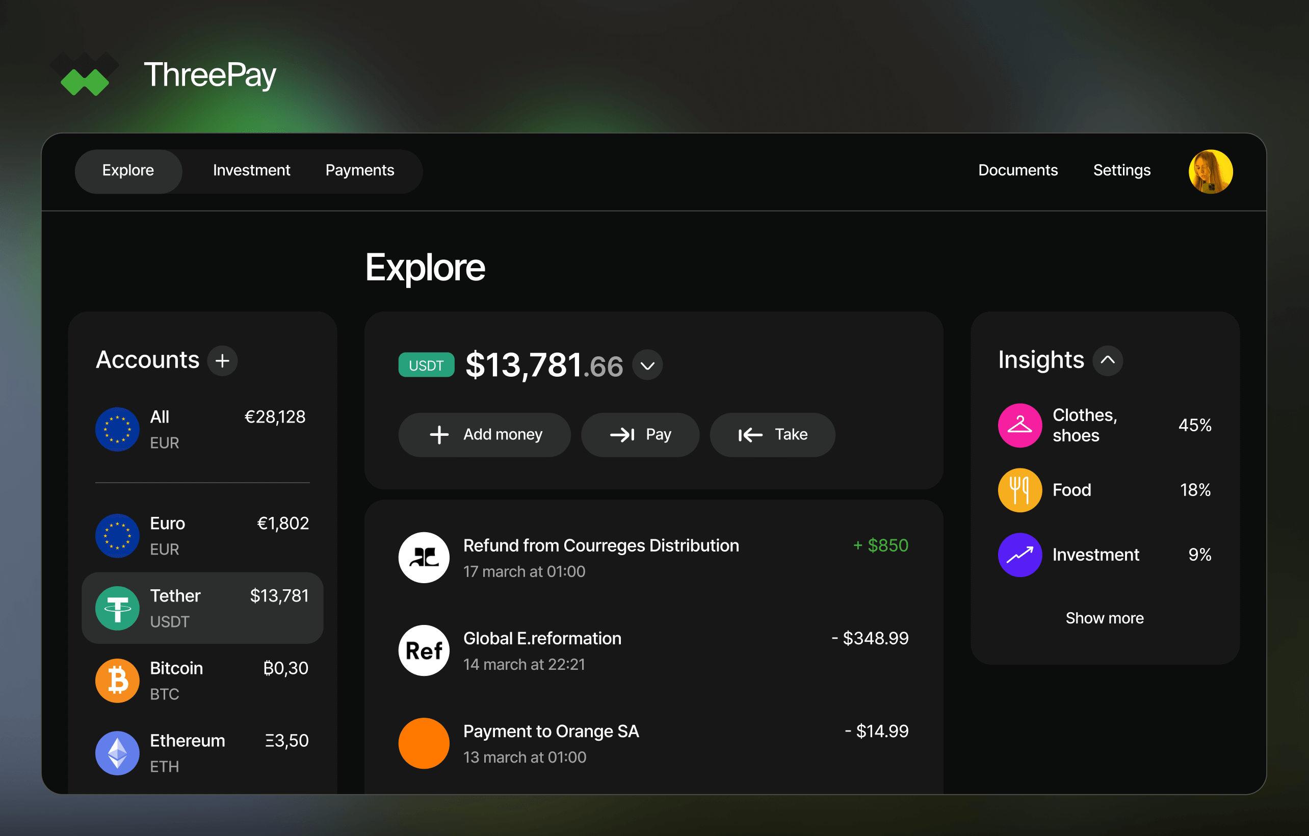ThreePay | Product Design, Web, Mobile, Branding, Fundraising Deck Design